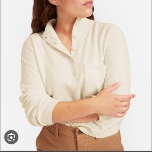 Everlane ReCashmere Button Mockneck Crop Sweater
